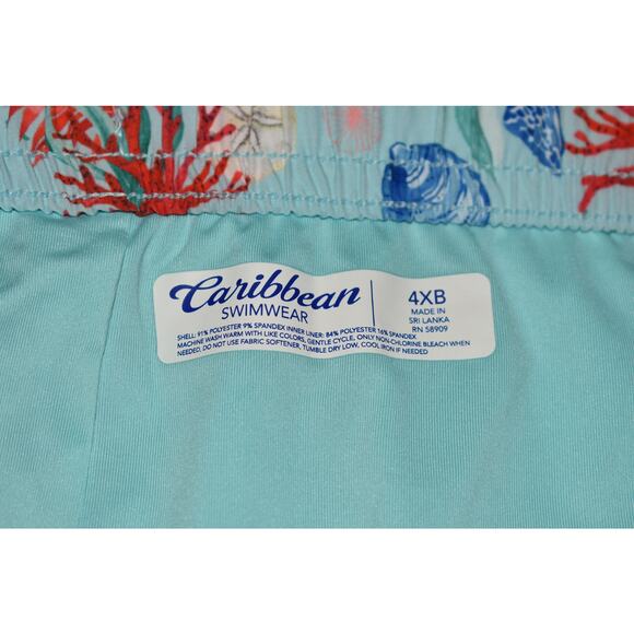 CARIBBEAN SWIMWEAR $50 Blue Coral Reef Swim Trunks Compression Liner Men's 4XB - Picture 3 of 3